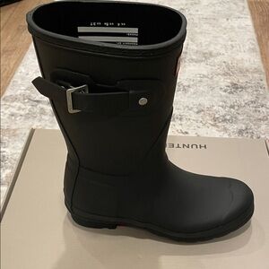 Hunter Matte Black Buckle Rain Boots